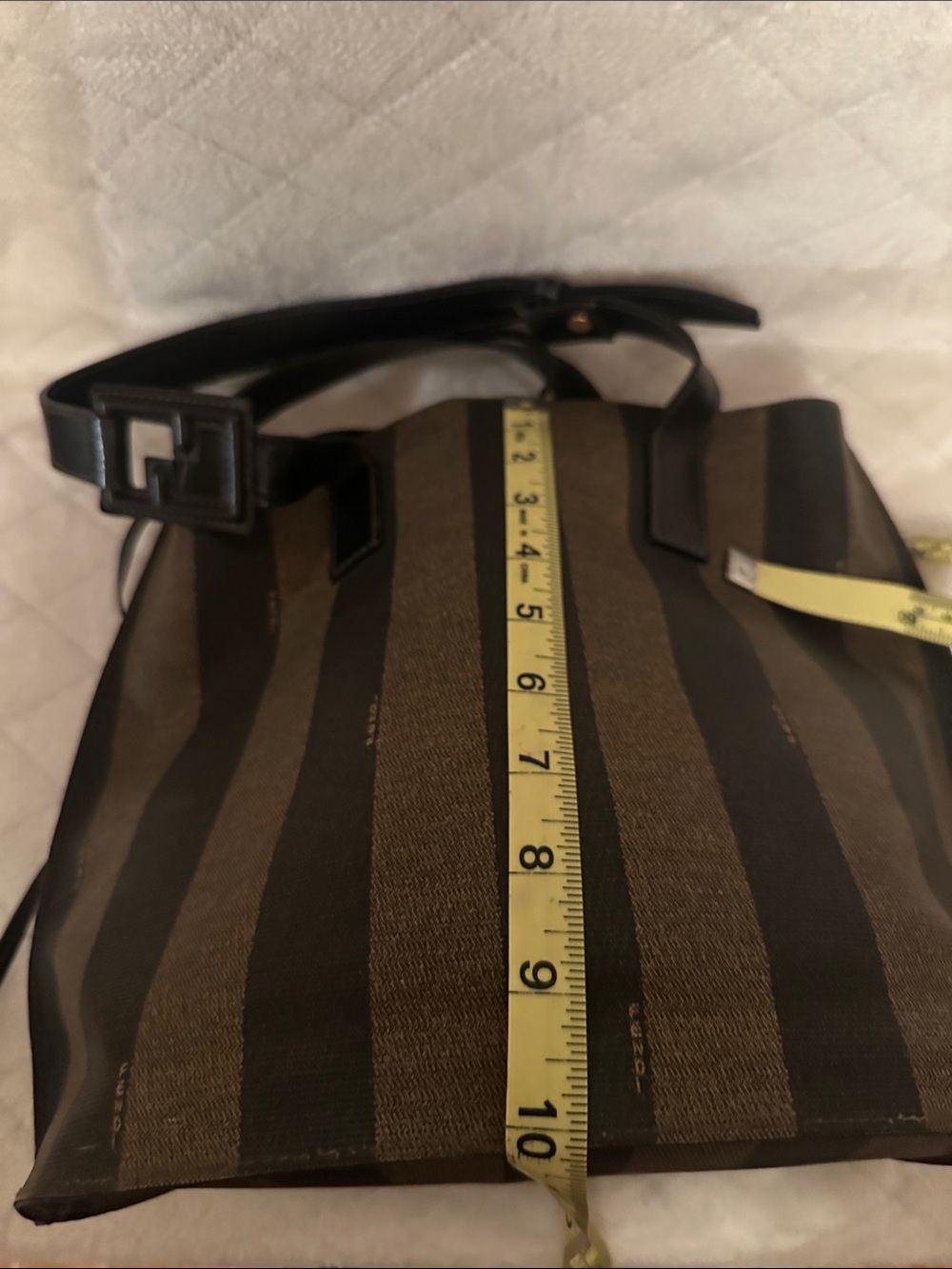 Fendi Black and Brown Vertical Stripe Tote - Picture 15 of 15